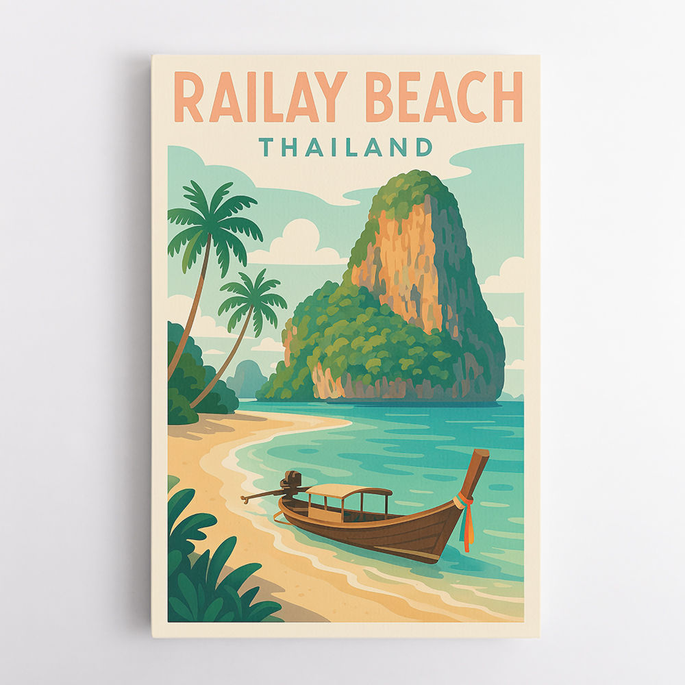 Railay Beach Thailand Travel Poster Wall Art