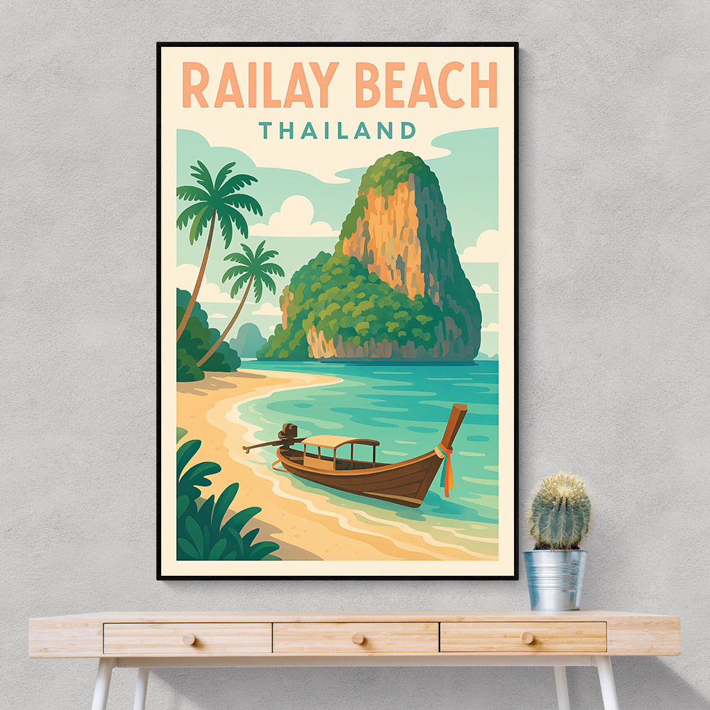 Railay Beach Thailand Travel Poster Wall Art