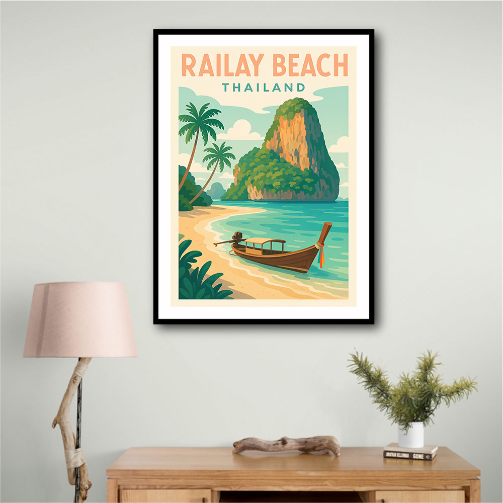 Railay Beach Thailand Travel Poster Wall Art