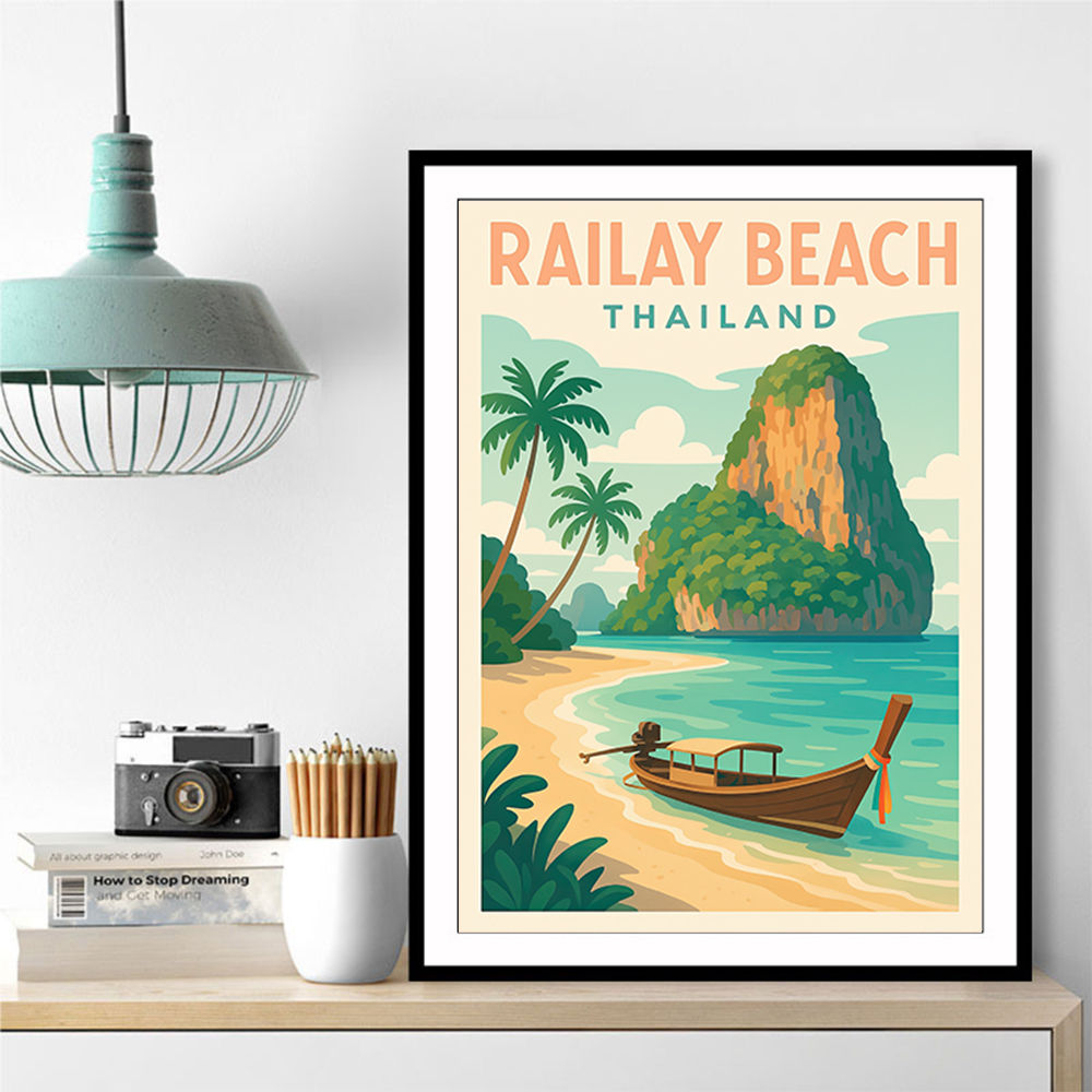 Railay Beach Thailand Travel Poster Wall Art
