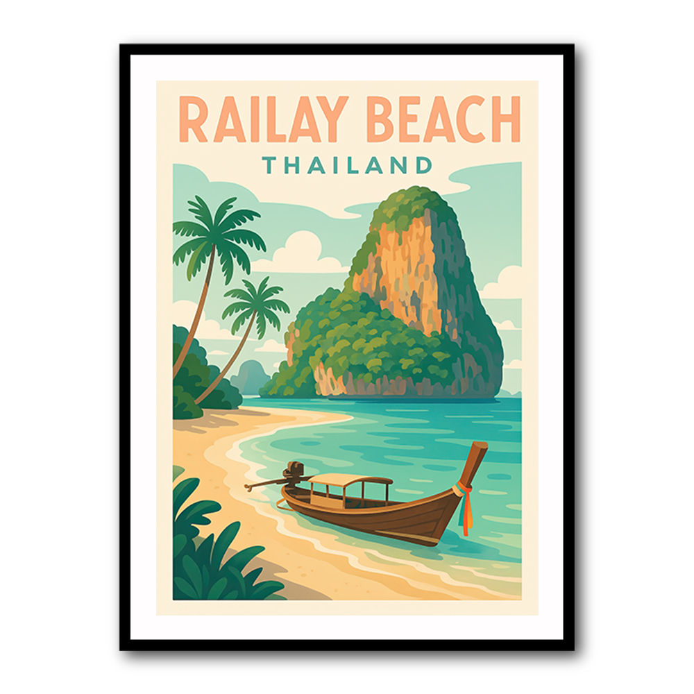 Railay Beach Thailand Travel Poster Wall Art