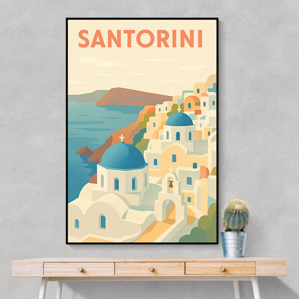 Santorini Travel Poster 1 Wall Art