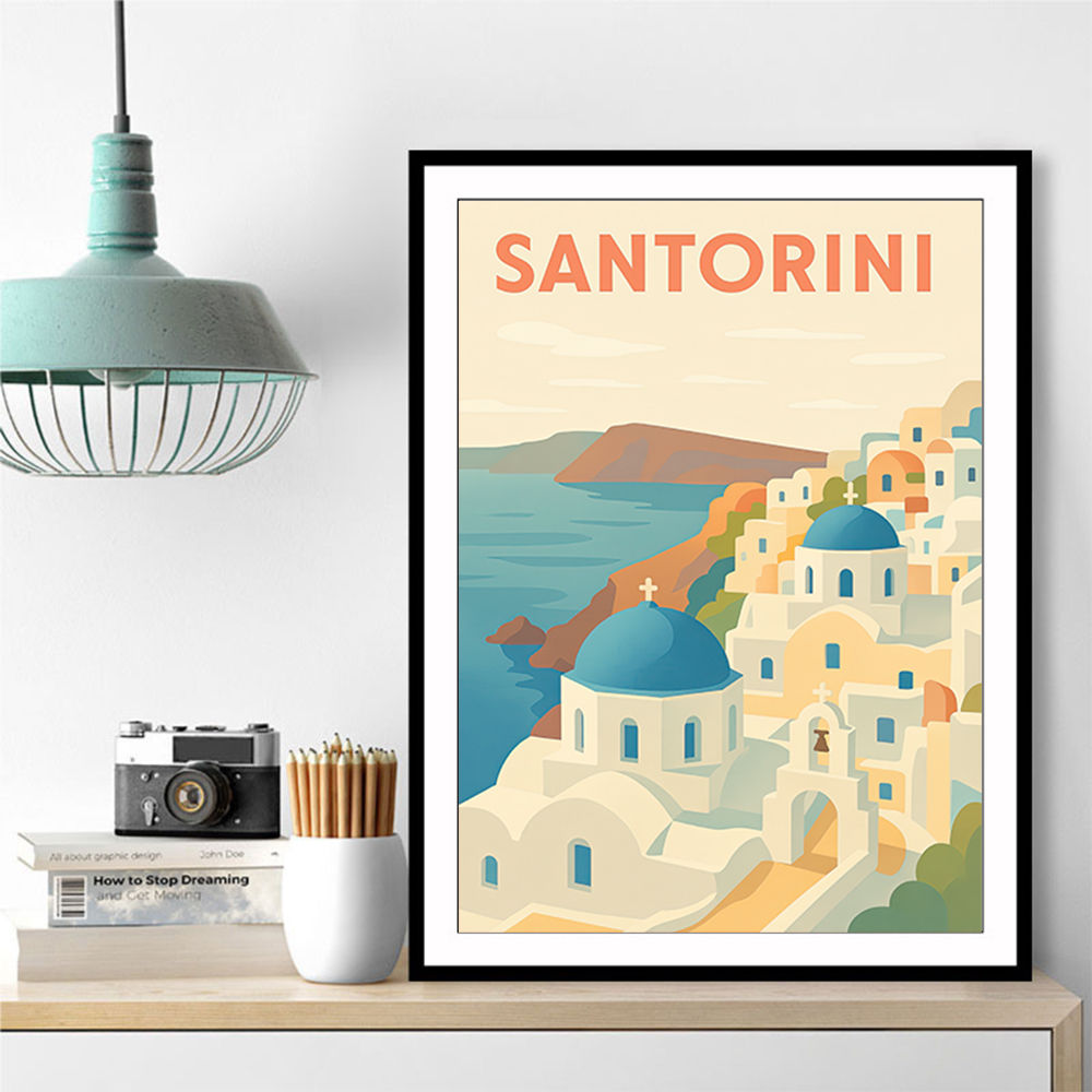 Santorini Travel Poster 1 Wall Art
