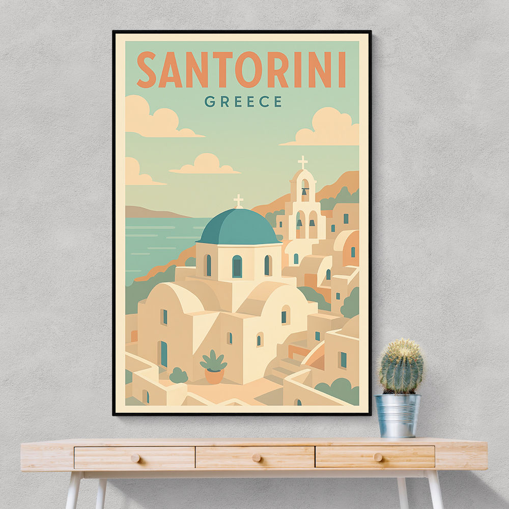 Santorini Travel Poster Wall Art