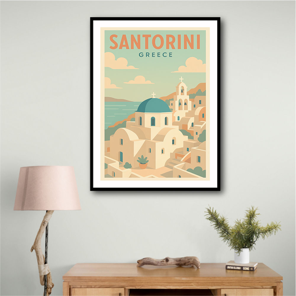 Santorini Travel Poster Wall Art