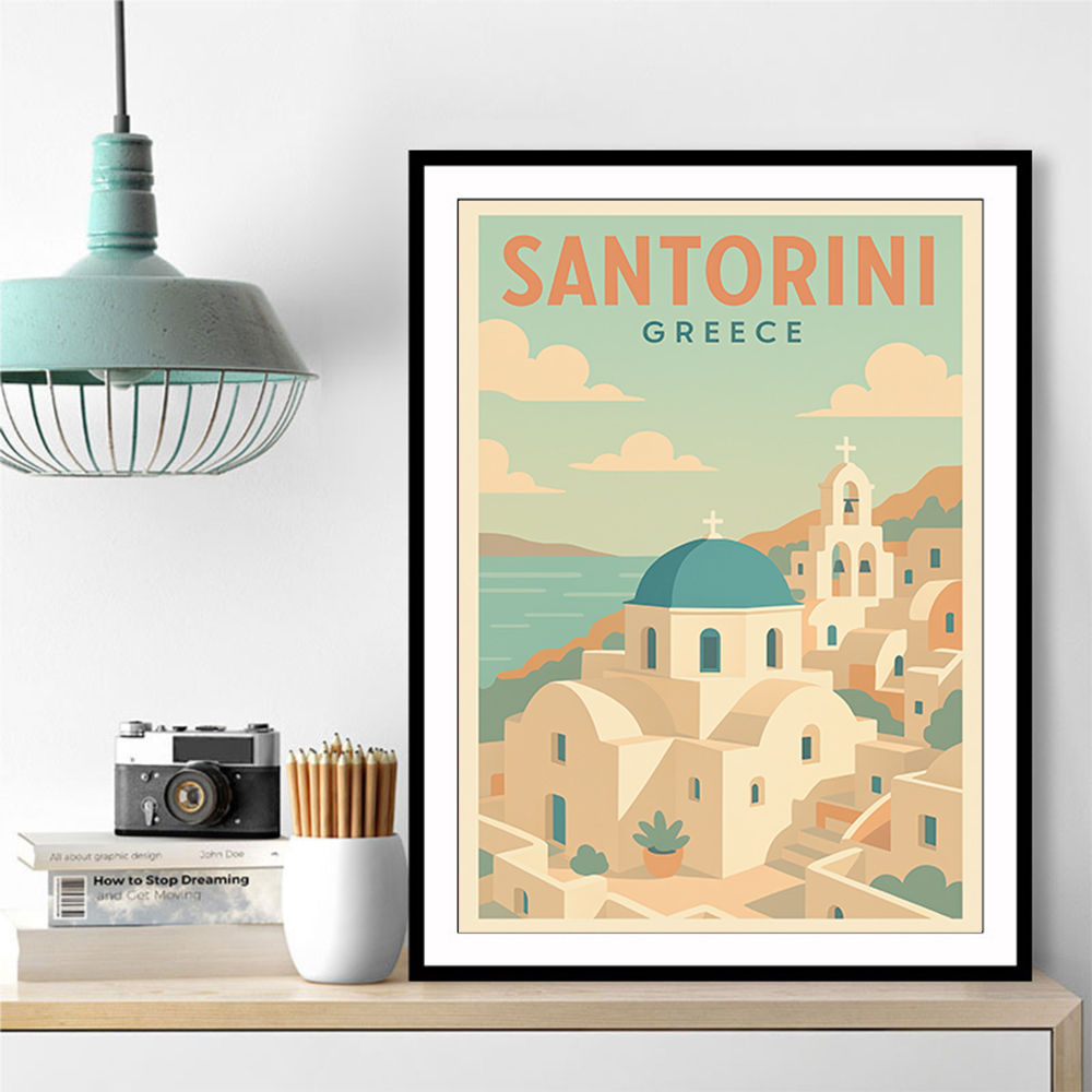 Santorini Travel Poster Wall Art