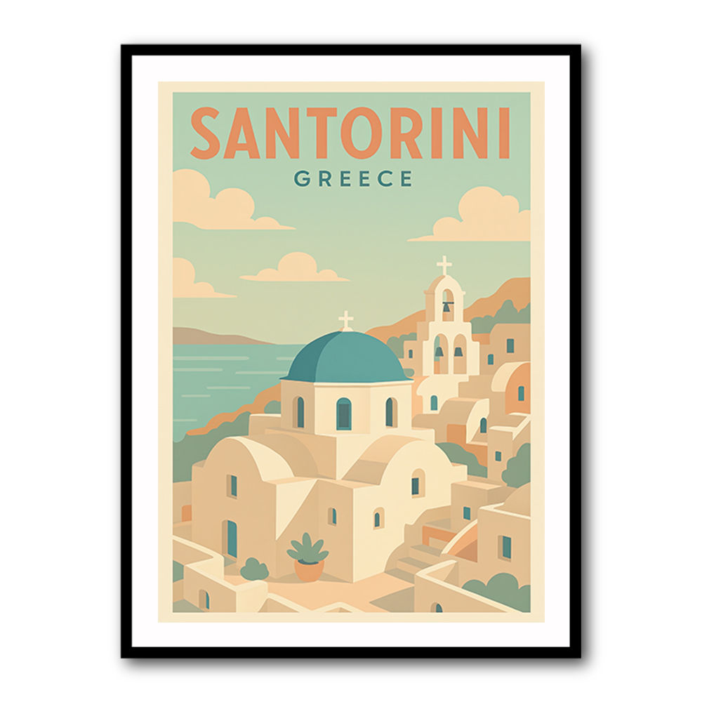 Santorini Travel Poster Wall Art