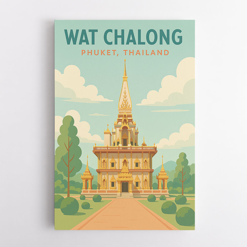 Wat Chalong Phuket Thailand Travel Poster Wall Art