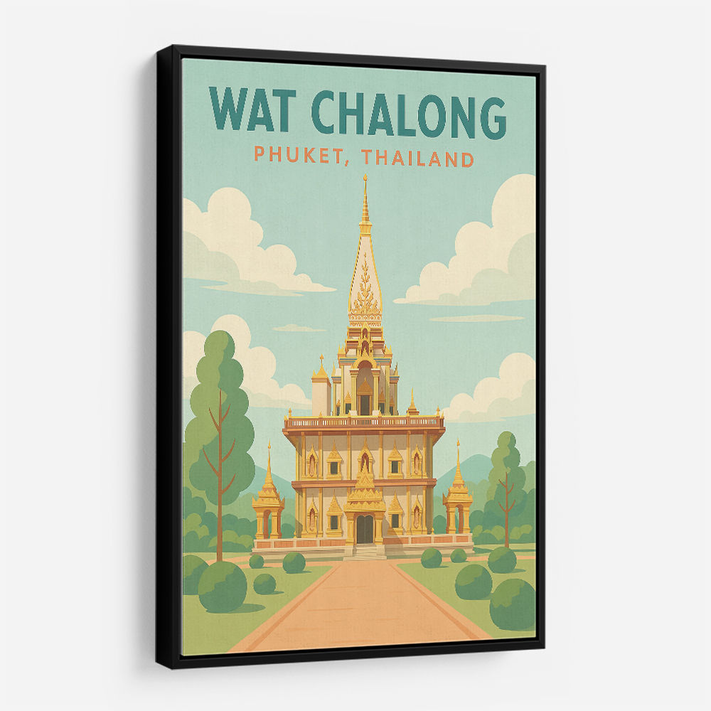 Wat Chalong Phuket Thailand Travel Poster Wall Art