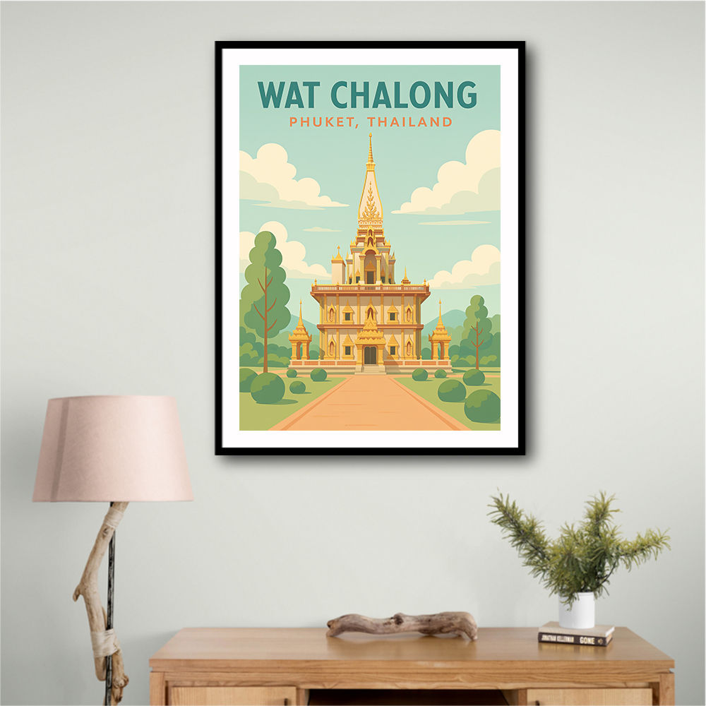 Wat Chalong Phuket Thailand Travel Poster Wall Art