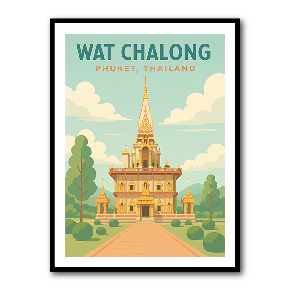 Wat Chalong Phuket Thailand Travel Poster Wall Art
