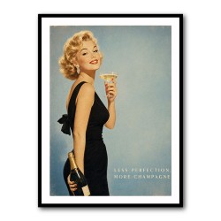 Less Perfection More Champagne Vintage Glamour Wall Art