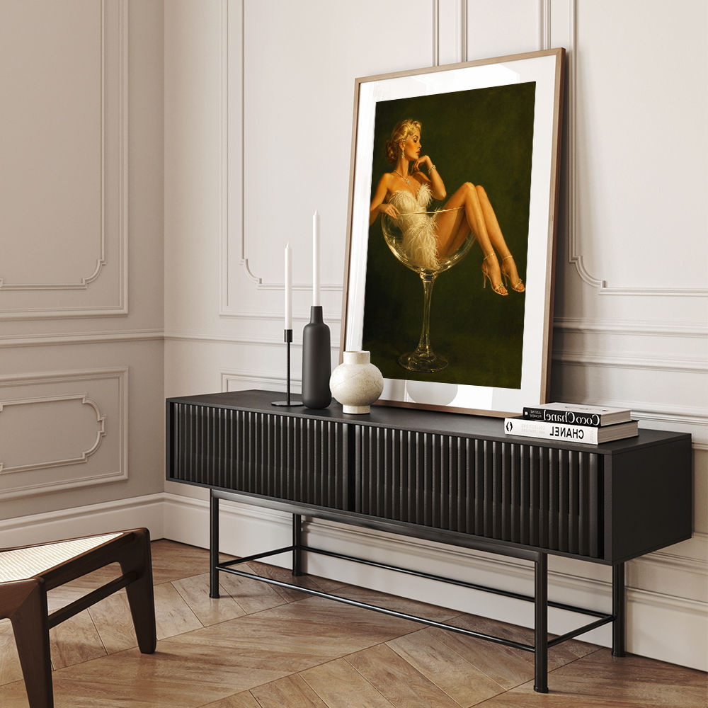 Feathered in Champagne – Vintage Glamour Wall Art